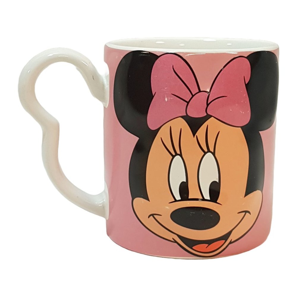 Vintage DISNEY Minnie Mouse Mug Teacup Pink White Hearts Ceramic Florida Disney